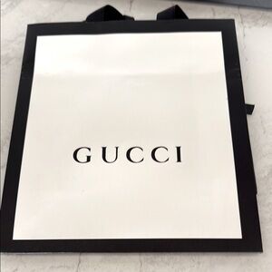 Gucci White & Black Logo Shopping Bag small